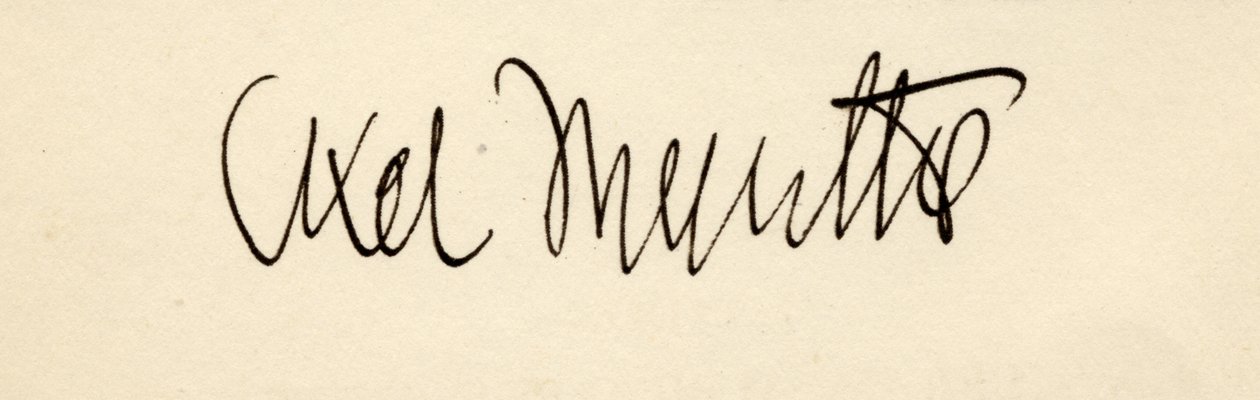 Signatur av Axel Martin Fredrik Munthe, från "Berättelsen om San Michele", av Axel Munthe, publicerad 1932 av English School