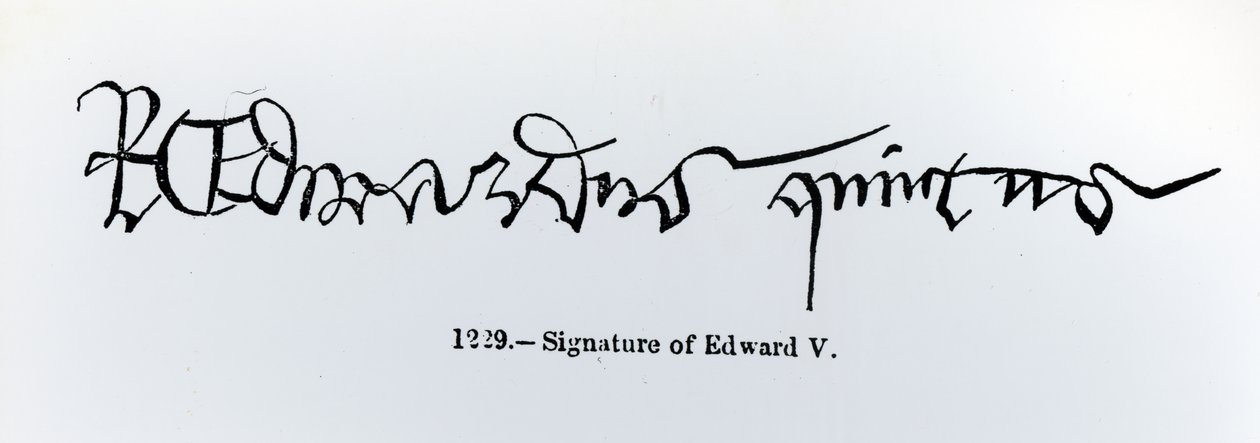 Signatur av kung Edward V (1470-83) av English School