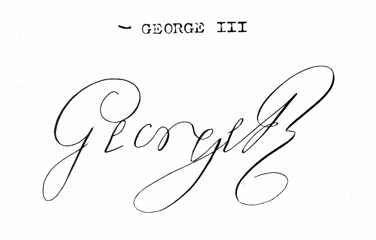 Signatur av kung George III (1738-1820) av English School