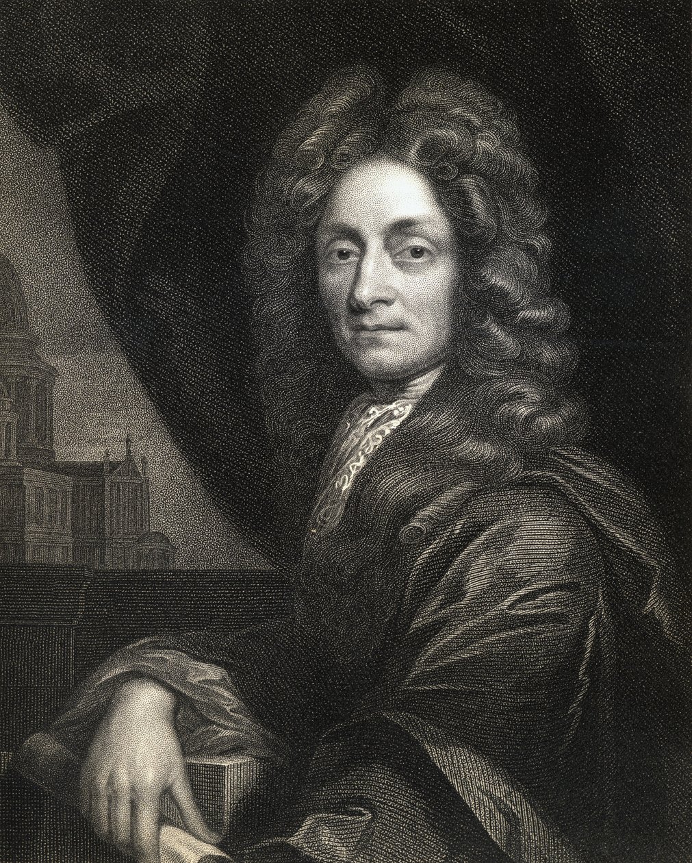 Sir Christopher Wren (1632-1723) från "Gallery of Portraits", publicerad 1833 av English School