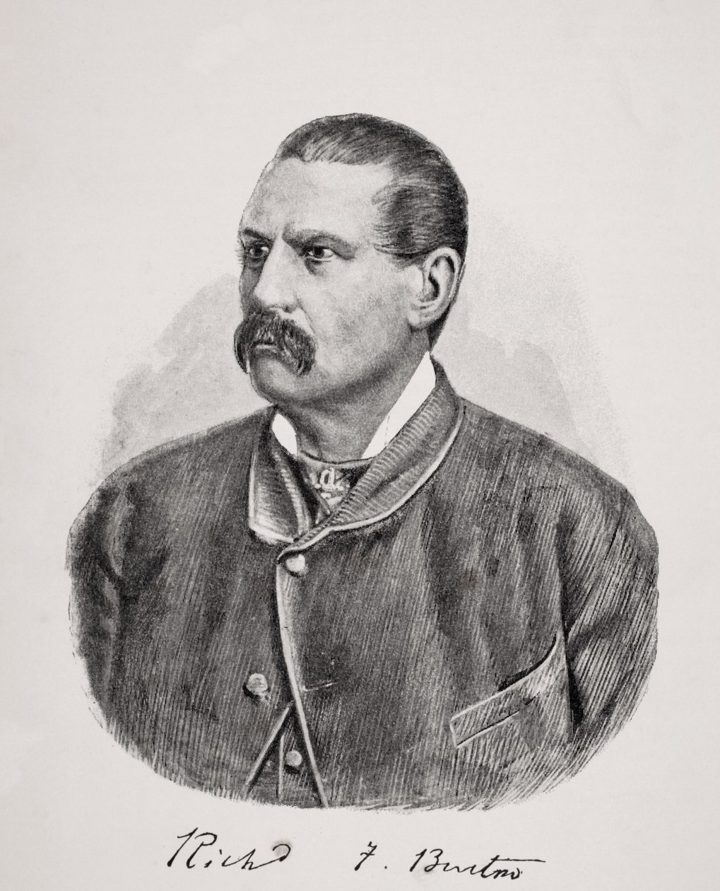 Sir Richard Francis Burton (1821-90) från "The Life of Captain Sir Richard Burton, Volume II" av Isabel Burton (1831-96) publicerad 1893 av English School