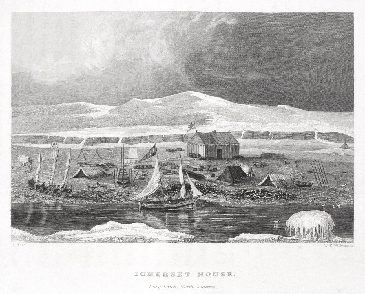Somerset House, från Narrative of a Second Voyage in Search of a North-West Passage (1829-33), av Sir John Ross (1777-1836), graverad av W.S. Wilkinson, 1835 av English School