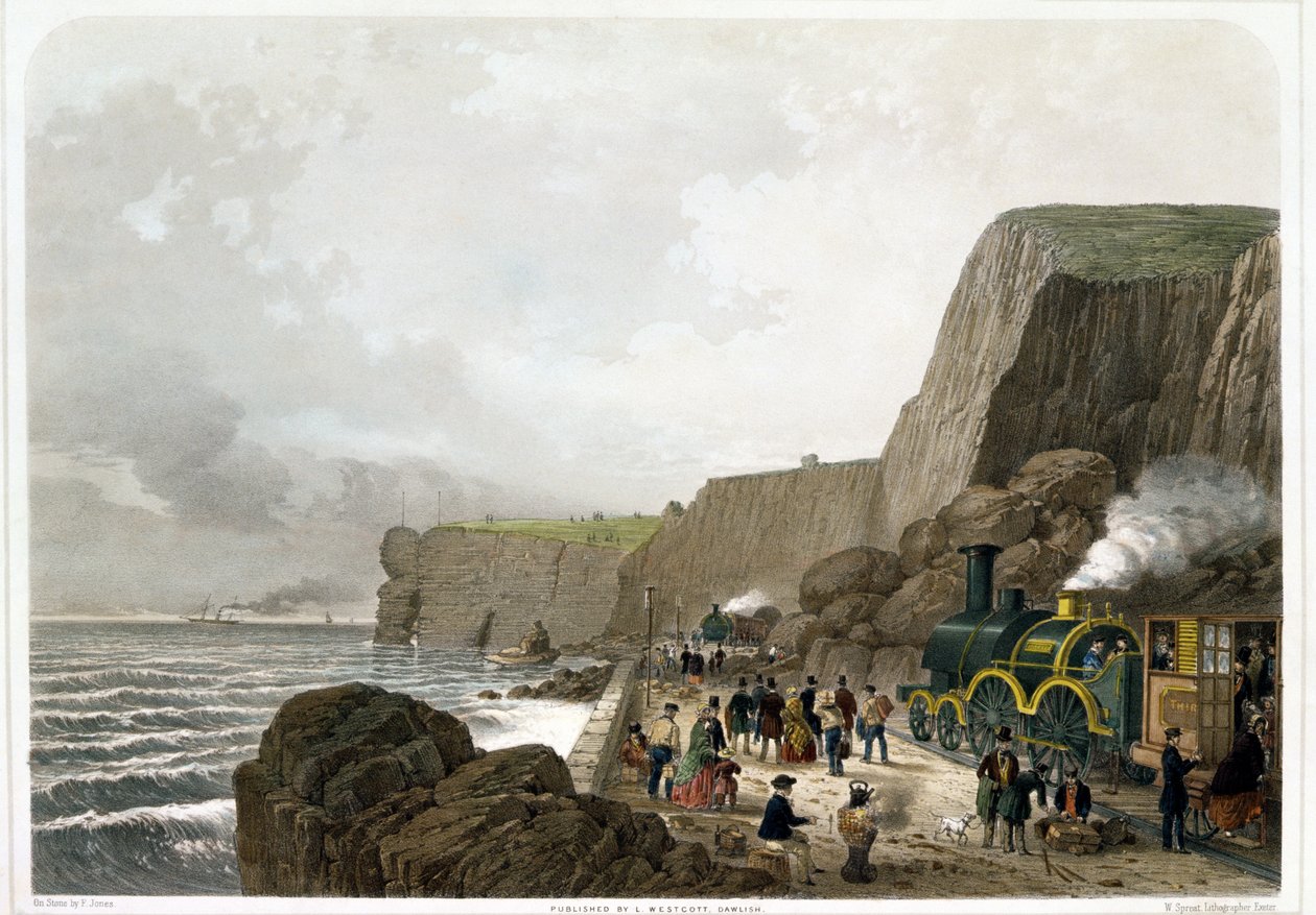 South Devon Railway: Jordskred nära Parson and Clerk Rock, 29 december 1852 av English School