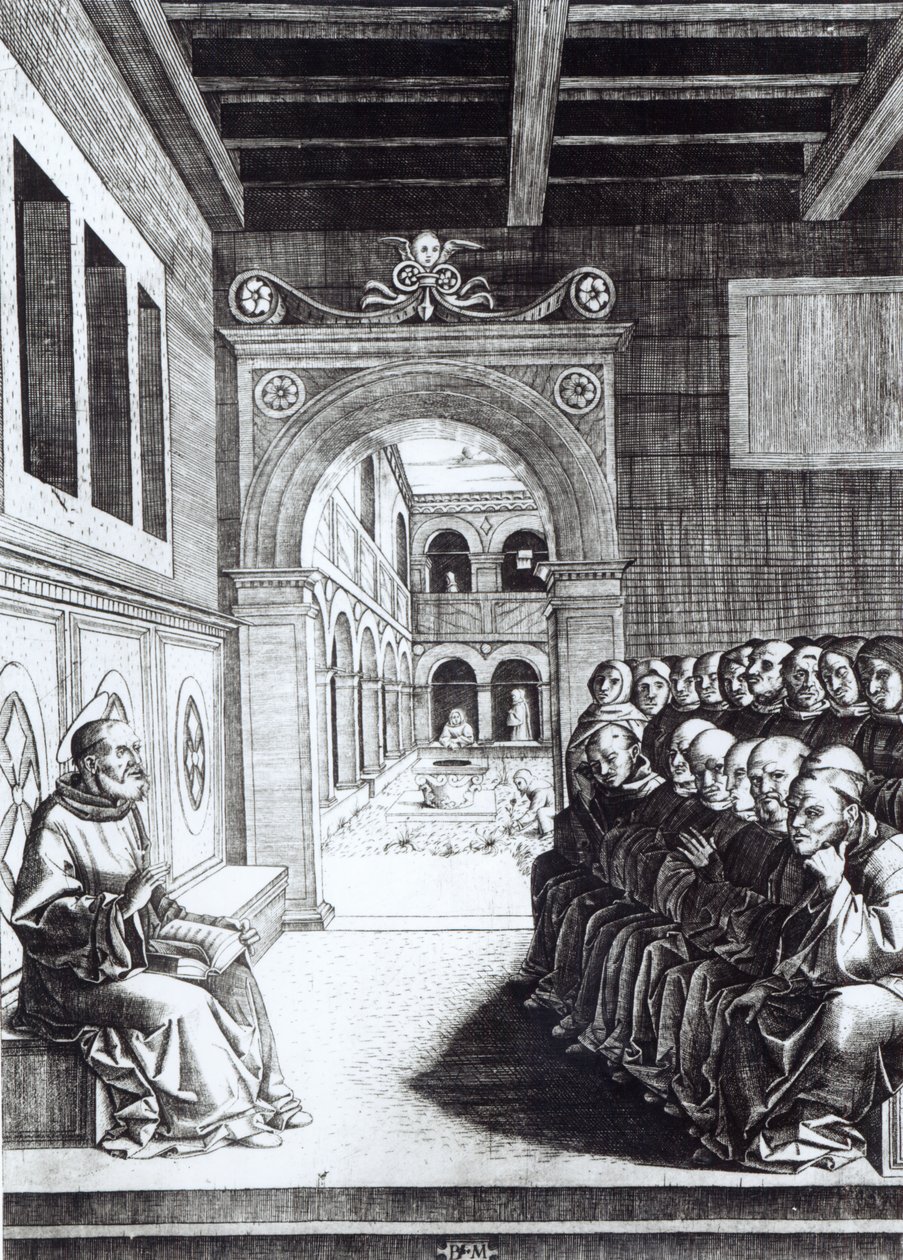St Benedictus predikar i klostret av English School