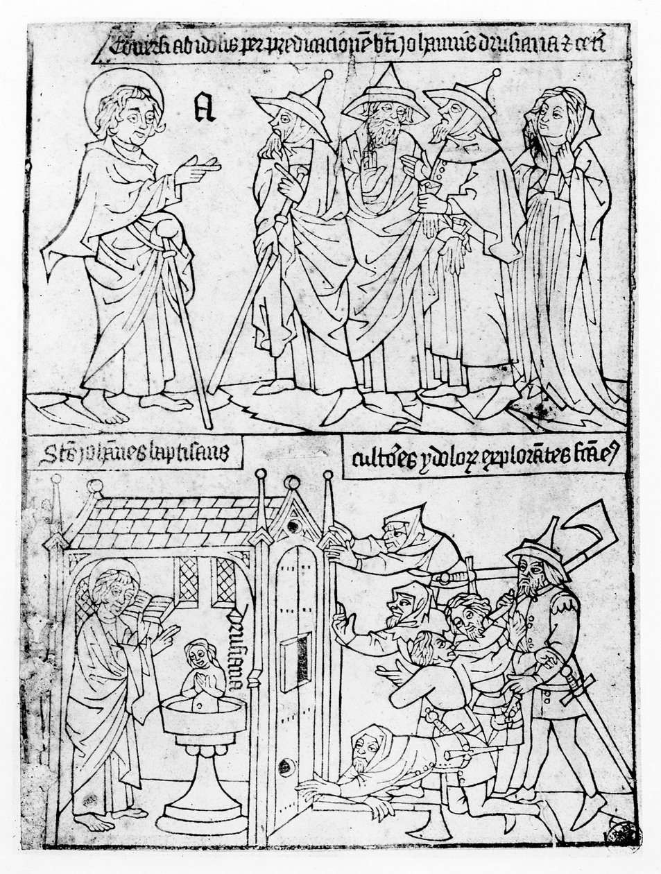 Evangelisten Johannes döper Drusiana av English School