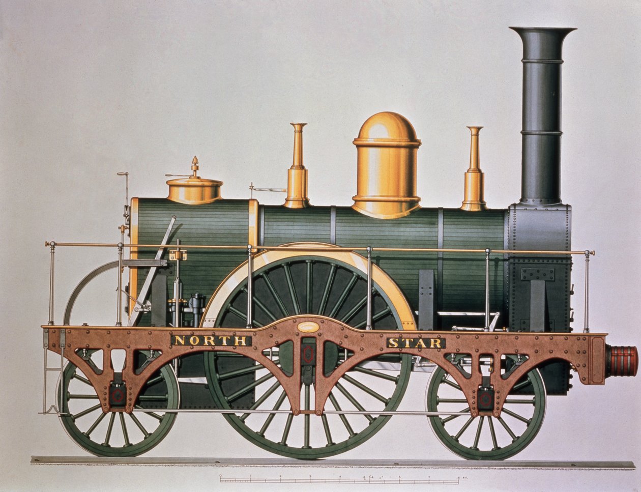 Stephensons "North Star" ångmaskin, 1837 av English School