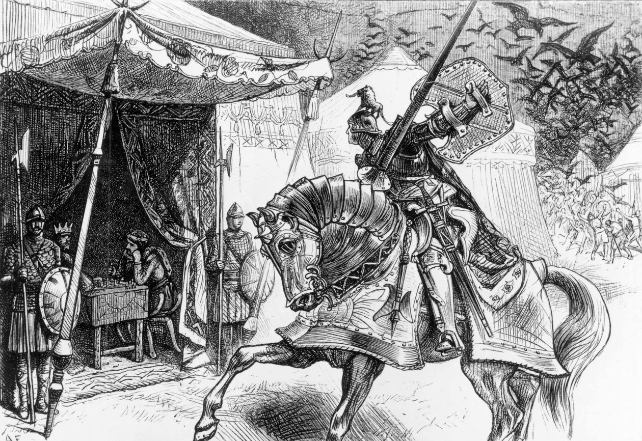 The Army of Ravens, en scen från "The Dream of Rhonabwy", en del av "The Mabinogion" av English School