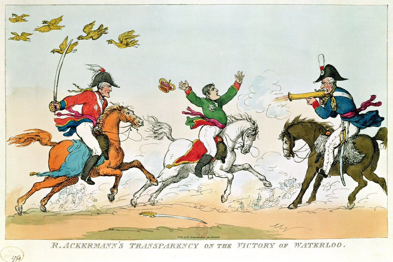 Slaget vid Waterloo, 18 juni 1815, publicerad av Ackermann, 1815-20 av English School
