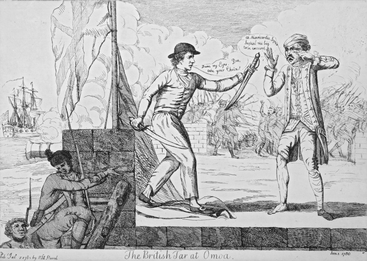 Den brittiska tjädern vid Omoa, 1780 av English School