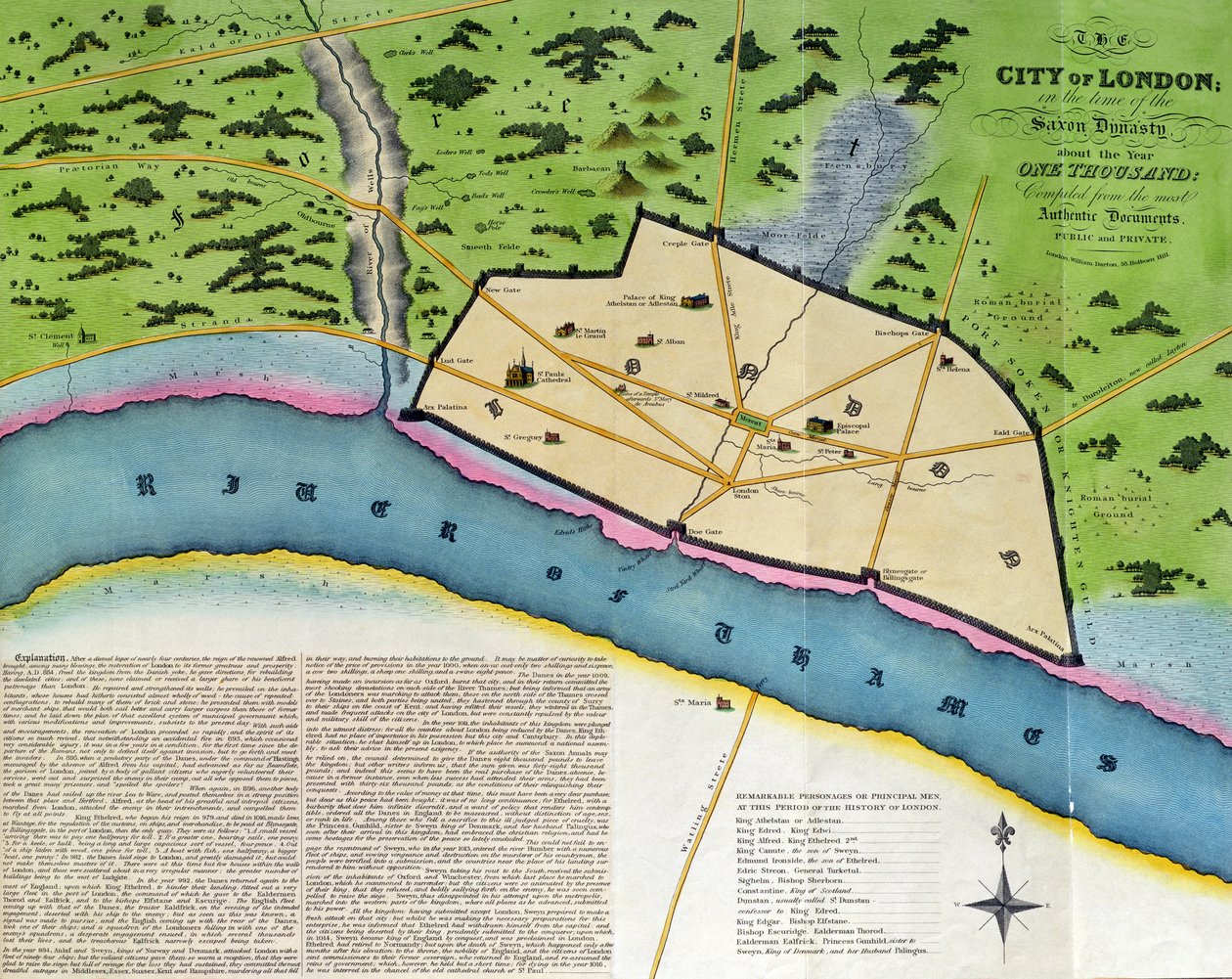 The City of London in the Time of the Saxon Dynasty, about the Year One Thousand, pub. av William Darton, London av English School