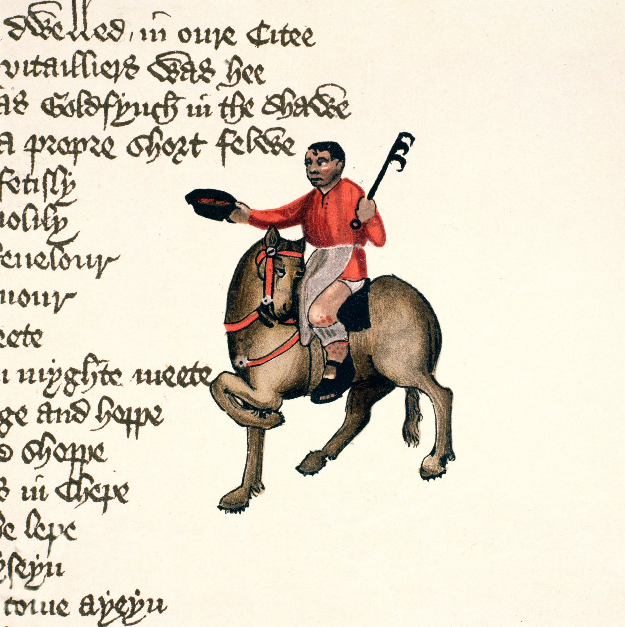 The Cook, detalj från The Canterbury Tales, av Geoffrey Chaucer (ca 1342-1400) Ellesmere Manuscript, faksimilupplaga, 1911 (för originaldetaljer se 128945) av English School