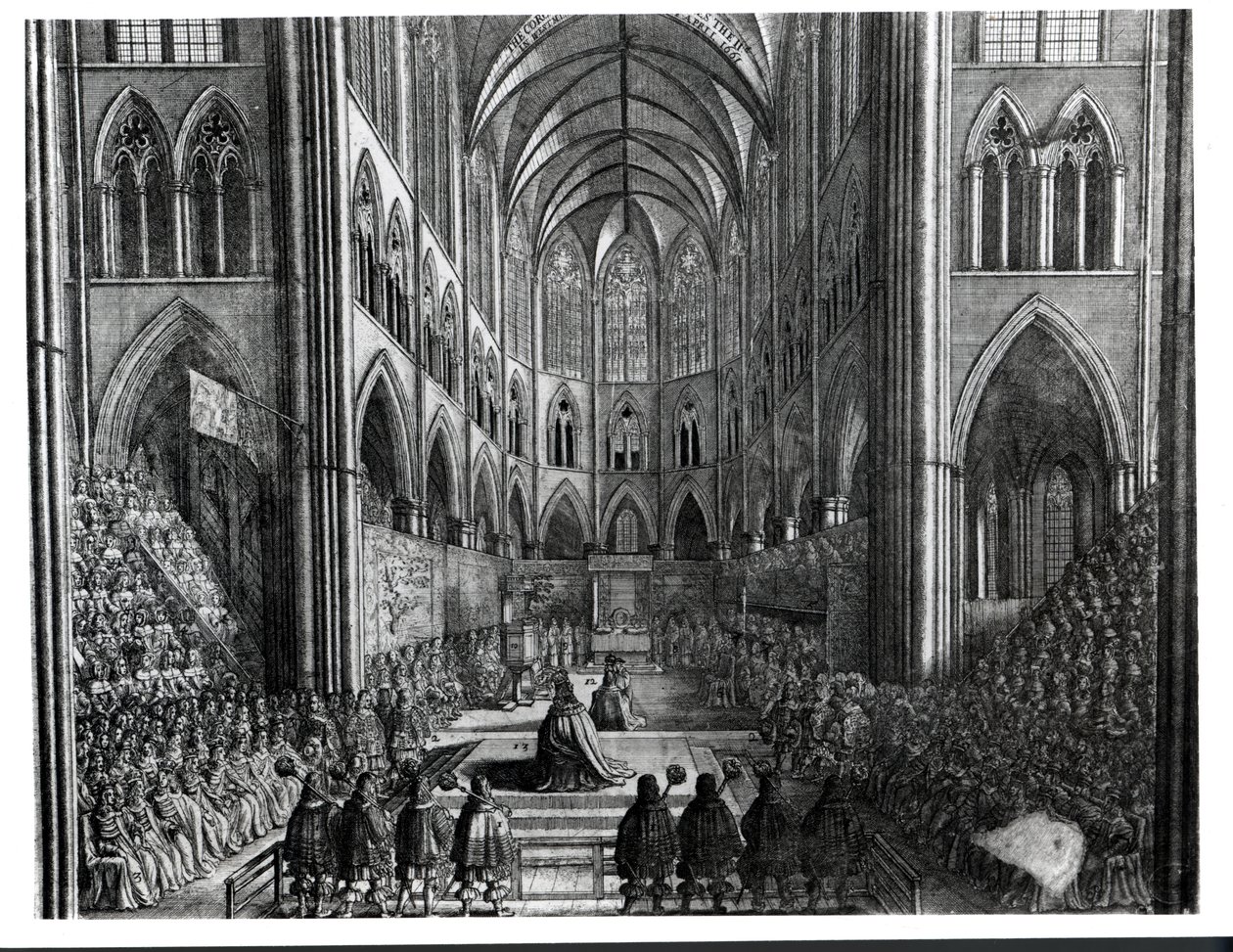 Kröningen av Charles II i Westminster Abbey, 23 april 1661 av English School