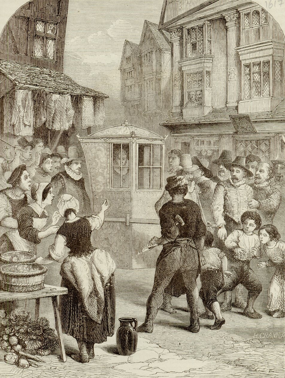 Hertigen av Buckingham passerade genom gatorna i sin Sedan av English School