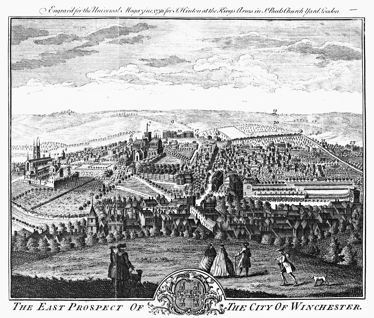 Matarajio ya Mashariki ya Jiji la Winchester, kutoka kwa Jarida la Universal, 1750 swed av English School