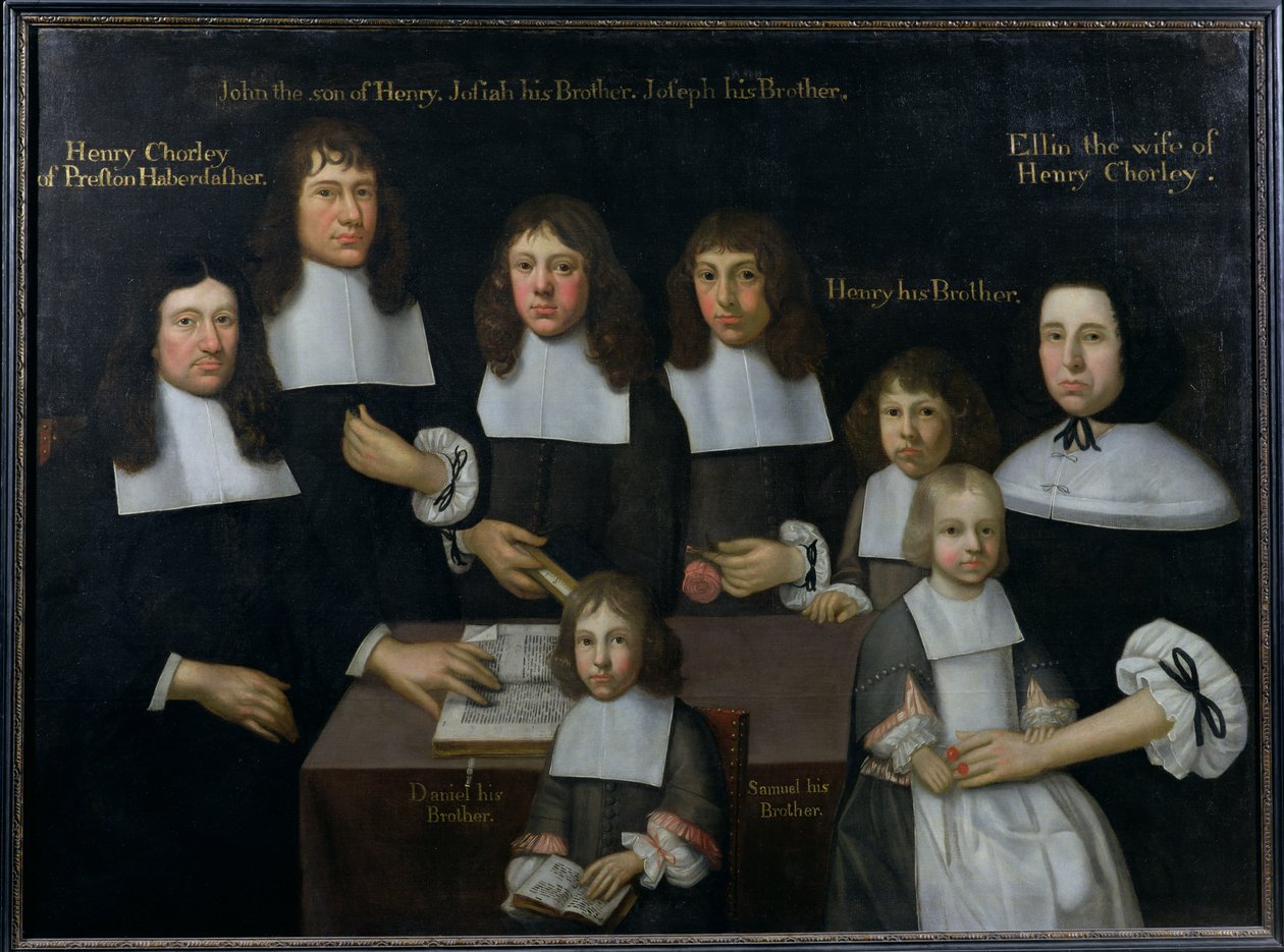 Familjen till Henry Chorley, sysslor i Preston, c.1680 av English School