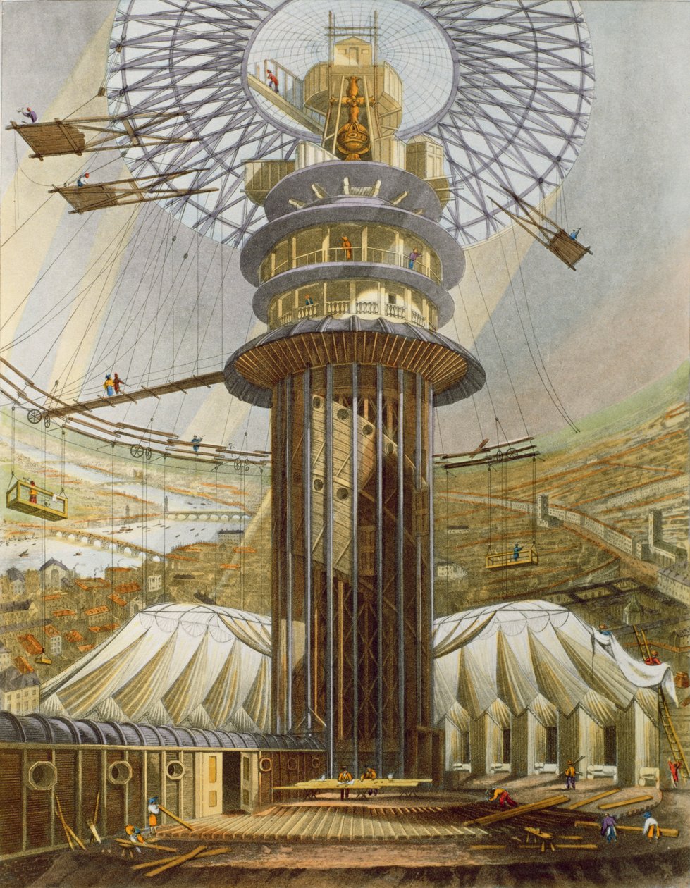 Den geometriska uppstigningen till gallerierna i Colosseum, Regents Park, publicerad 1829 av English School