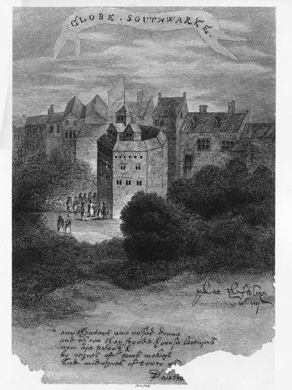The Globe Theatre, Bankside, Southwark, efter en teckning från 