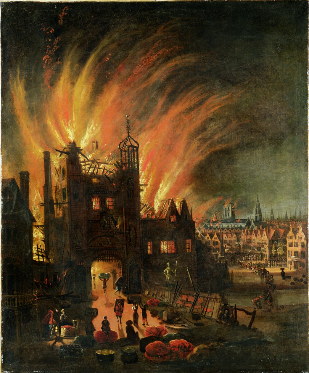 The Great Fire of London (september 1666) med Ludgate och Old St Paul