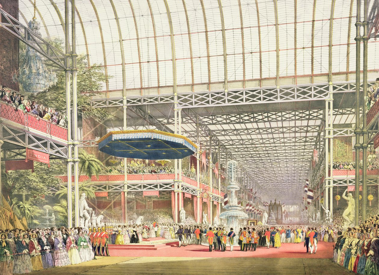 Invigningen av den stora industriutställningen 1851, skylt 1 från Dickensons Comprehensive Pictures av English School