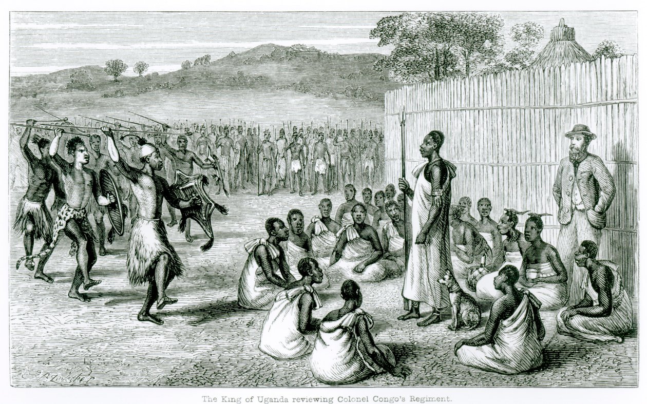 Kungen av Uganda granskar överste Kongos regemente av English School