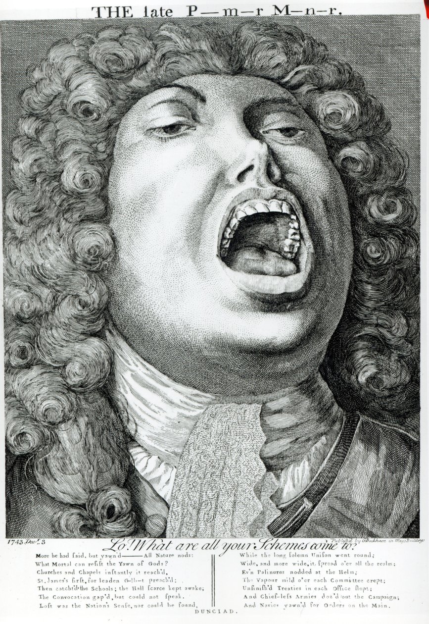 The Late Premier Minister, publicerad av G. Bickham, Mays Buildings, Covent Garden, 1743 av English School