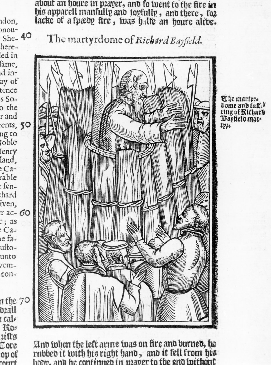 The Martyrdom of Richard Bayfield (d.1531) från "Acts and Monuments" av John Foxe (1516-87) 1563 av English School