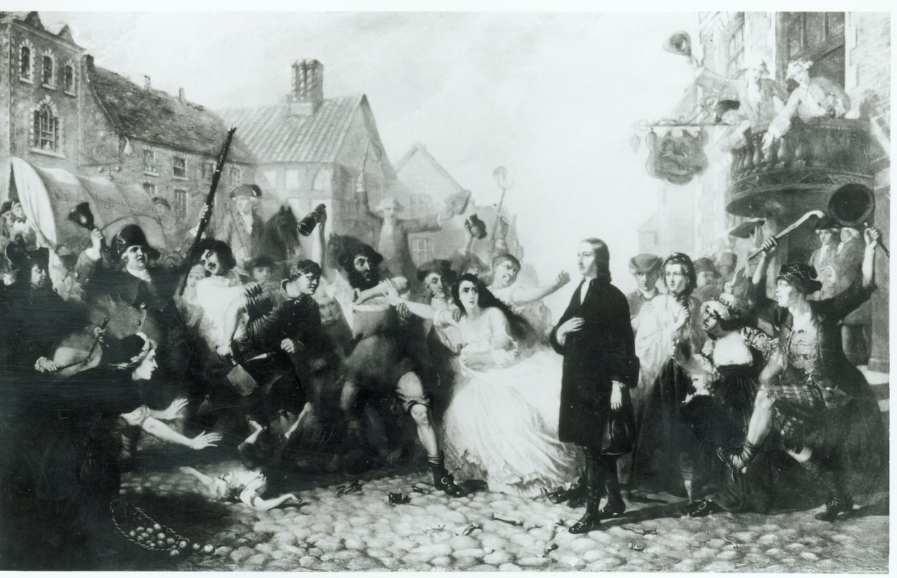 Mobbningen av John Wesley (1703-91) på Wednesbury av English School