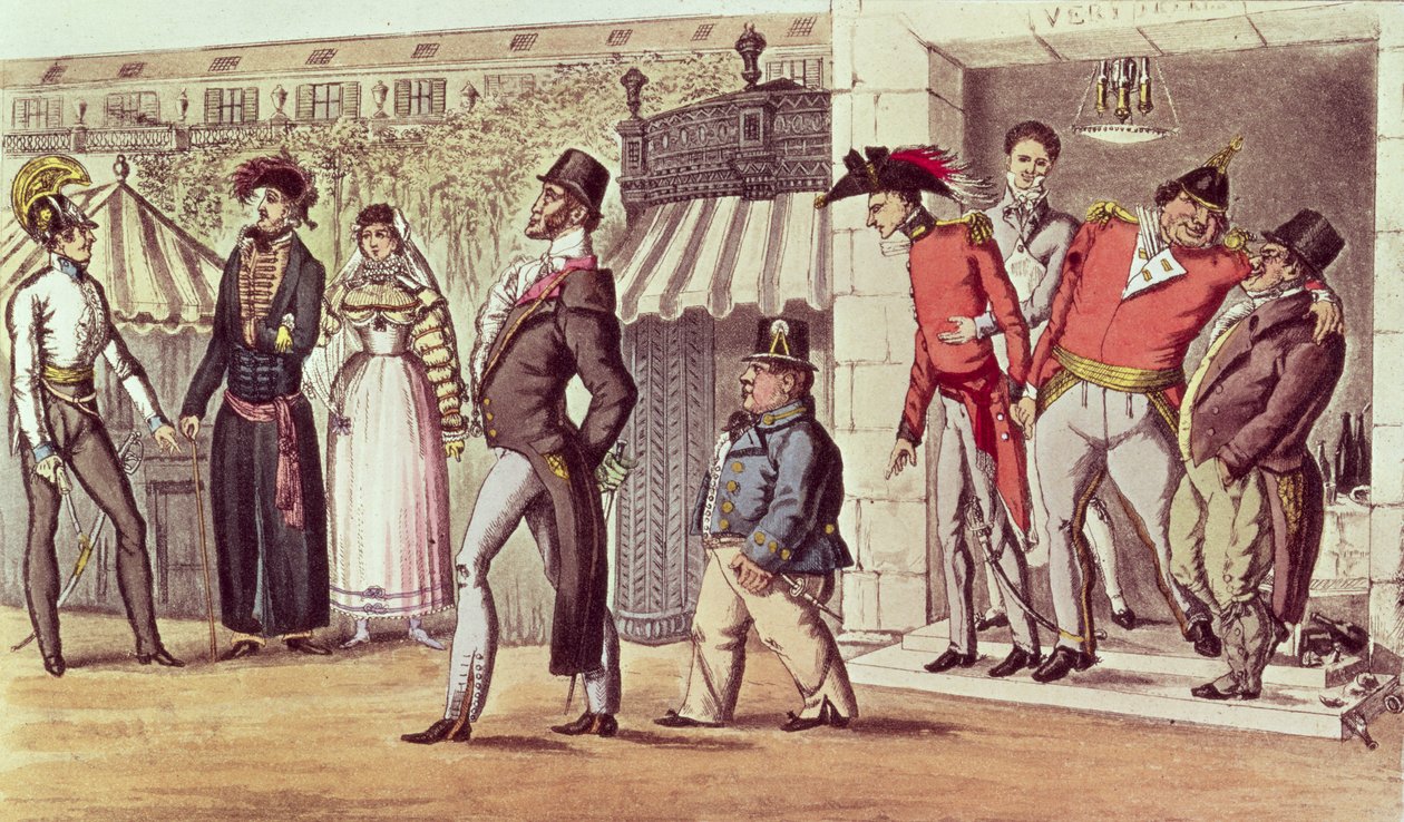 Ockupationen av Paris, 1814. Engelska besökare i Palais Royal av English School