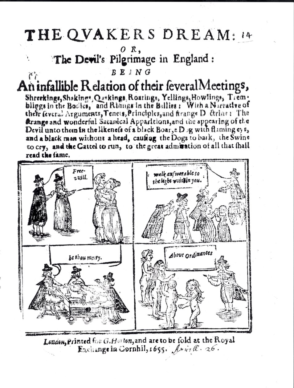 Quakers Dream eller Djävulens pilgrimsfärd i England, pub. år 1655 av English School