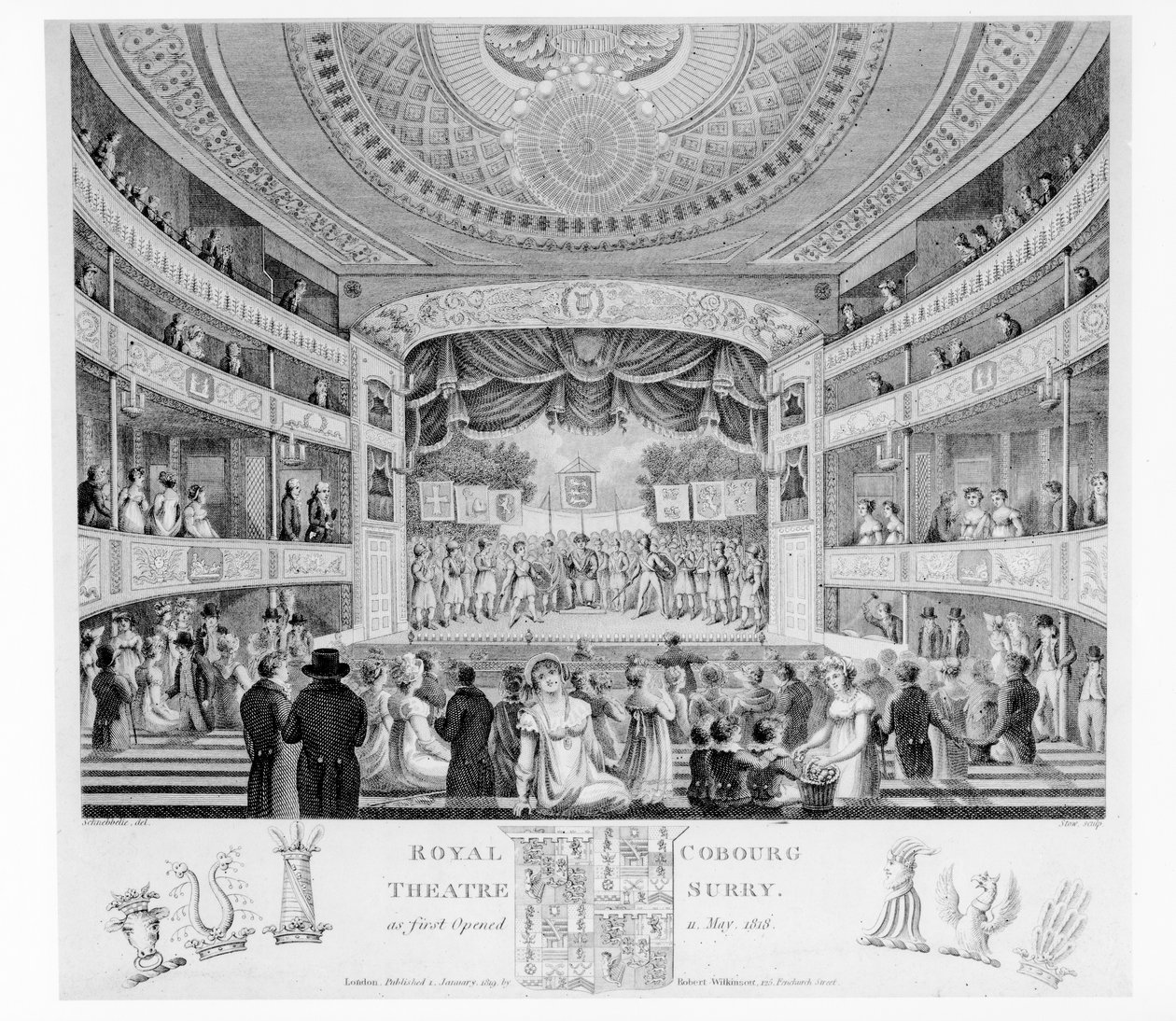 Royal Cobourg Theatre, Surry, 1818 av English School