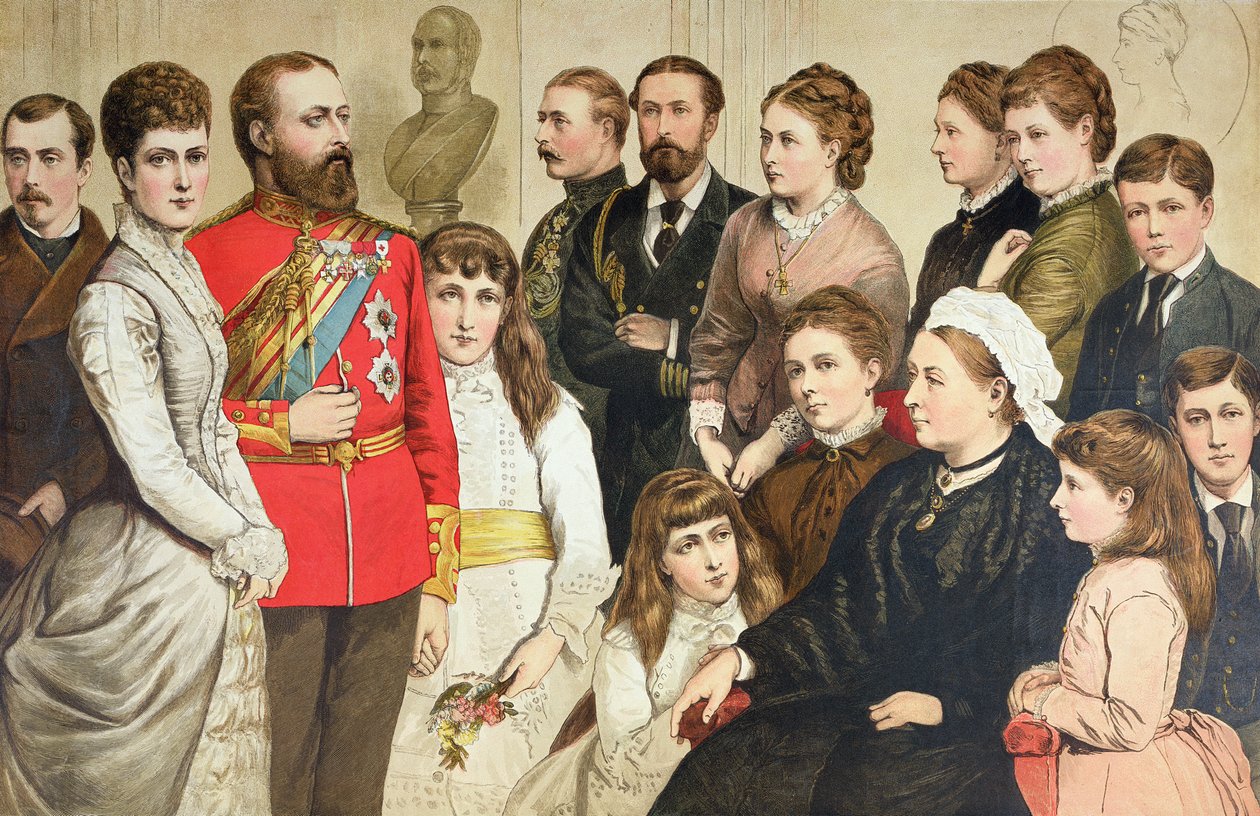 Kungafamiljen, 1880 (färgstick) av English School