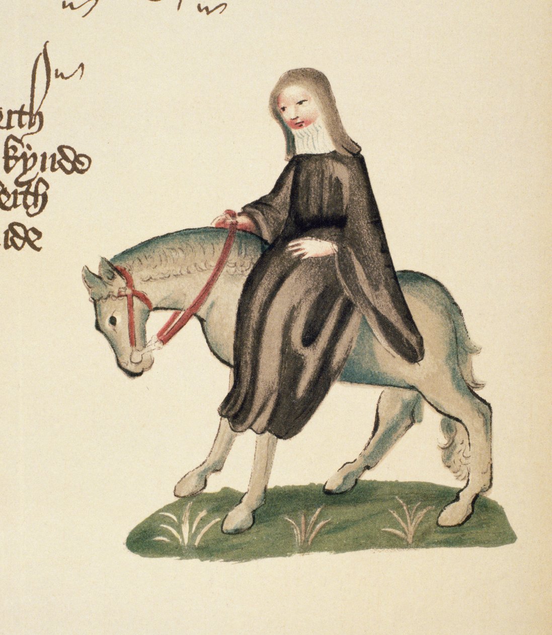 The Second Nun, detalj från The Canterbury Tales, av Geoffrey Chaucer (ca 1342-1400) Ellesmere Manuscript, faksimilupplaga, 1911 (för originaldetaljer se 128940) av English School