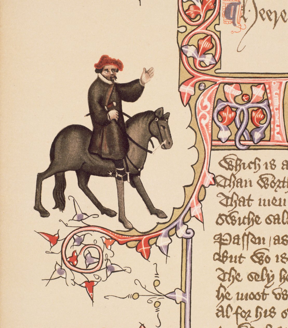 The Shipman, detalj från The Canterbury Tales, av Geoffrey Chaucer (ca 1342-1400) Ellesmere Manuscript, faksimilupplaga, 1911 (för originaldetaljer se 128912) av English School