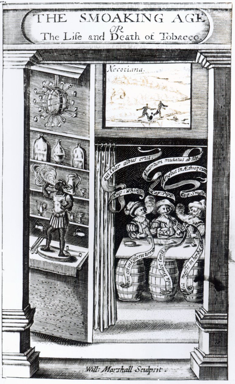 The Smoking Age or, The Life and Death of Tobacco, graverad av William Marshall, 1617 av English School