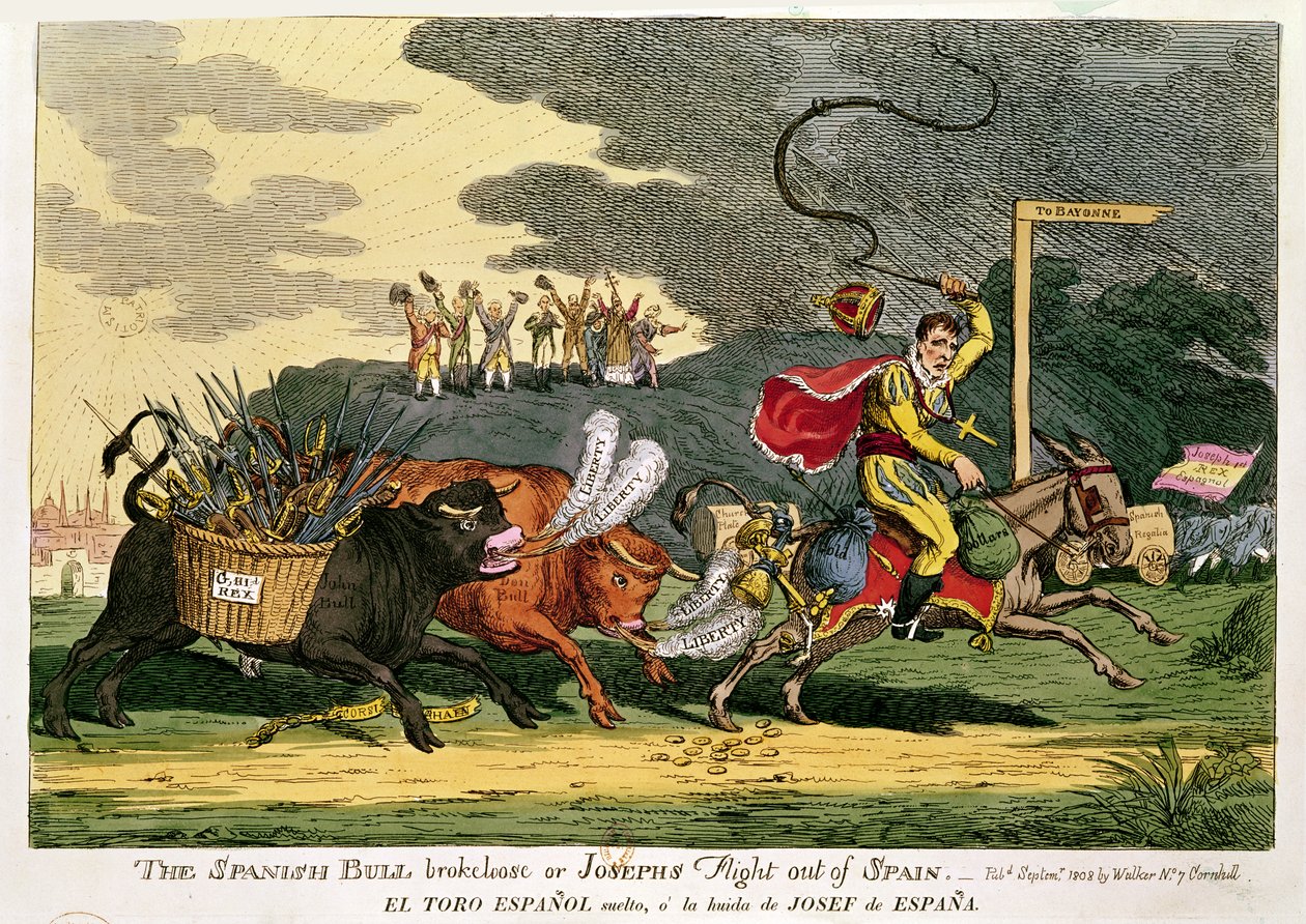 "Den spanska tjuren gick förlorad eller Josefs flykt ut ur Spanien", september 1808 av English School