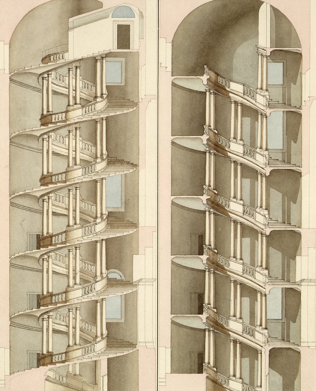 Trappan i Villa Farnese, Caprarola, 1800 (wc) av English School