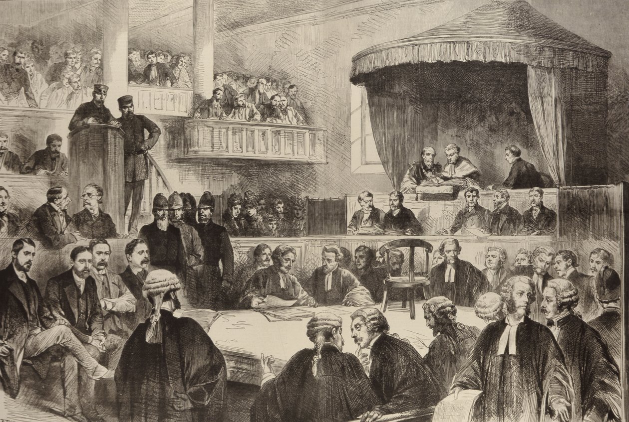 The State Prosecutions in Ireland: The Scene in Green Street Court House, Dublin, från The Illustrated London News, 26 februari 1887 av English School