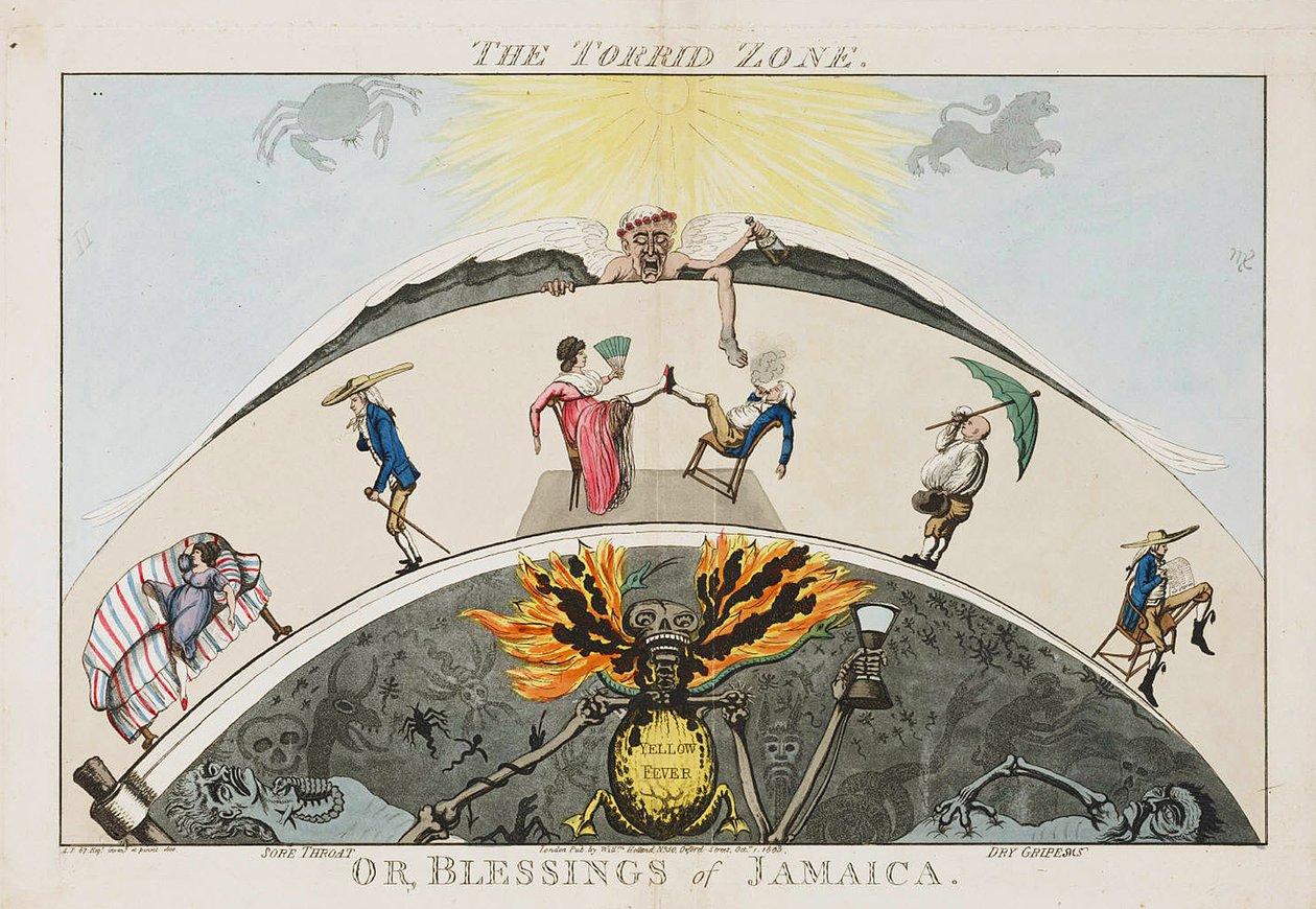 The Torrid Zone, eller välsignelser från Jamaica. c.1800 (färgad akvatint) av English School