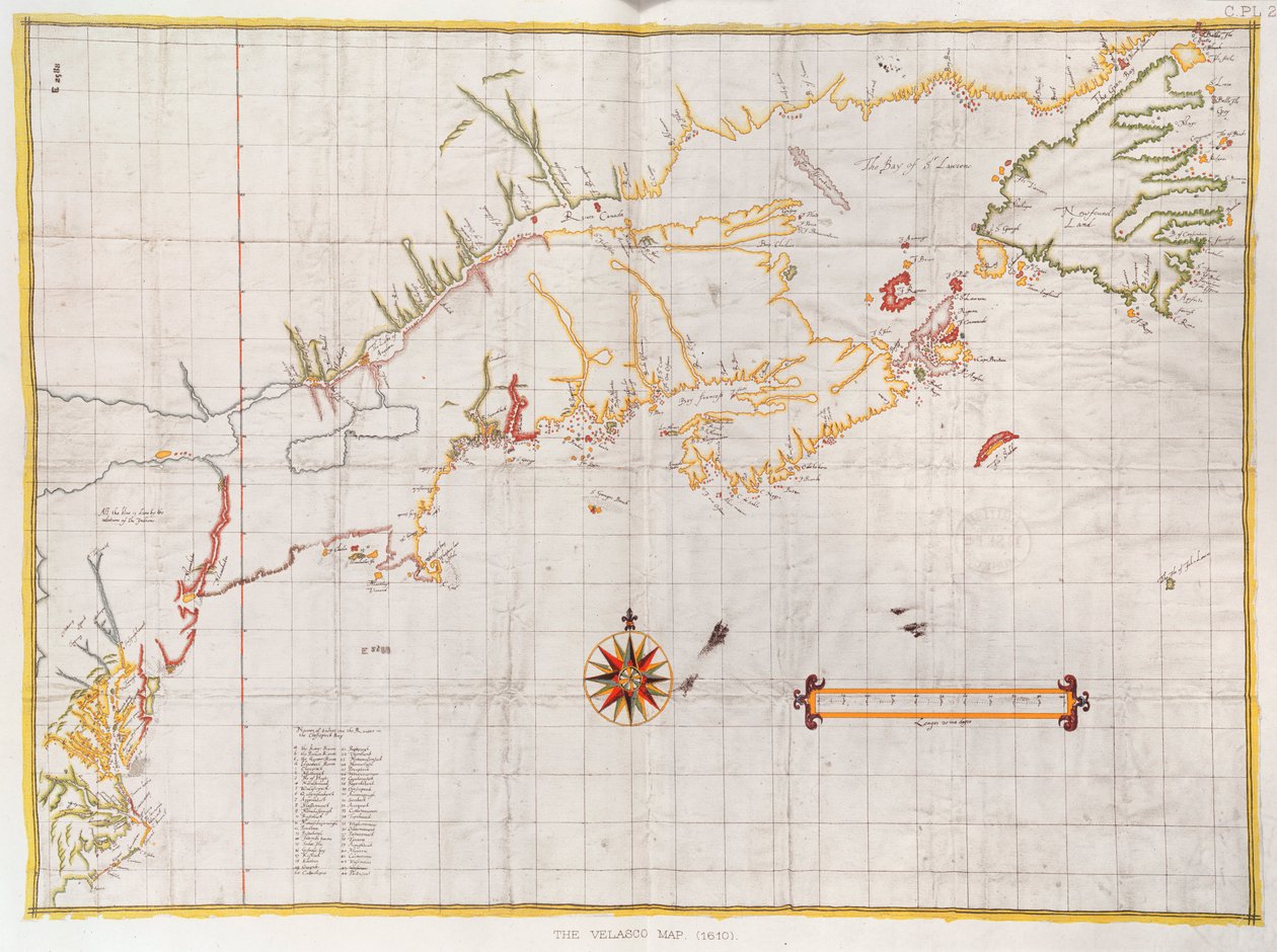 Velasco-kartan, faksimil, 1610 av English School