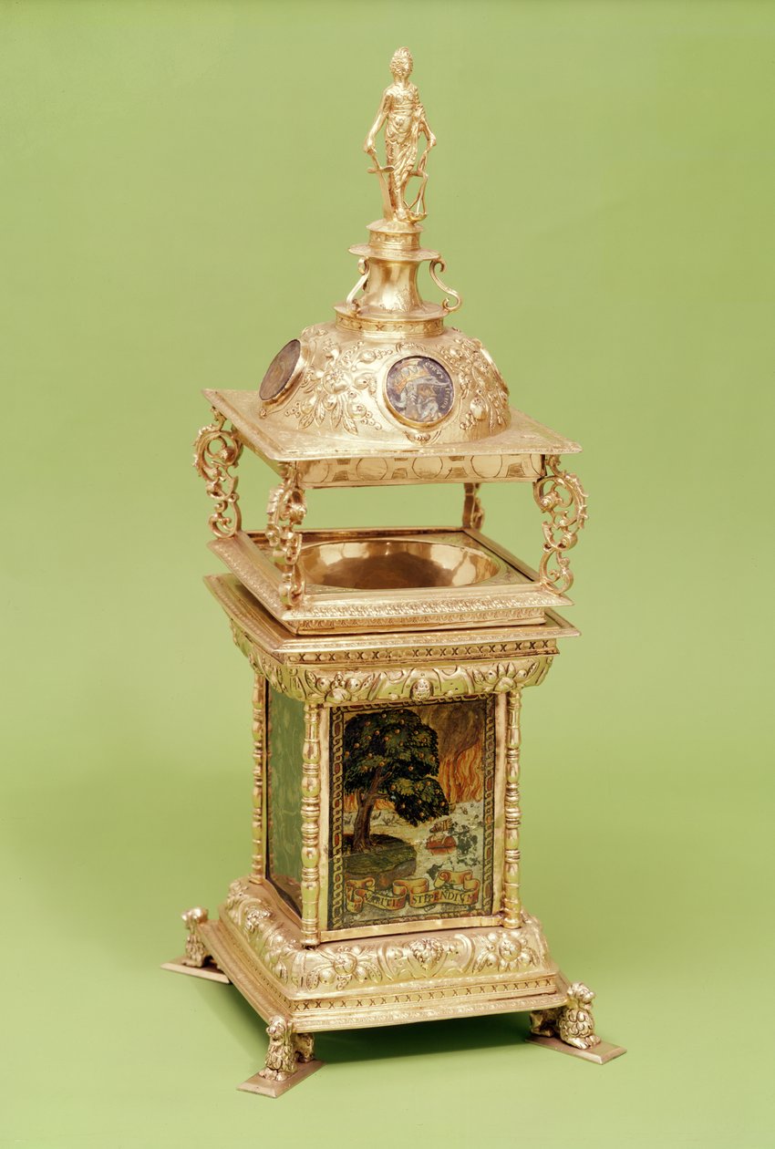 The Vyvyan Salt, 1592-93 (förgylld silver med målat glas) av English School