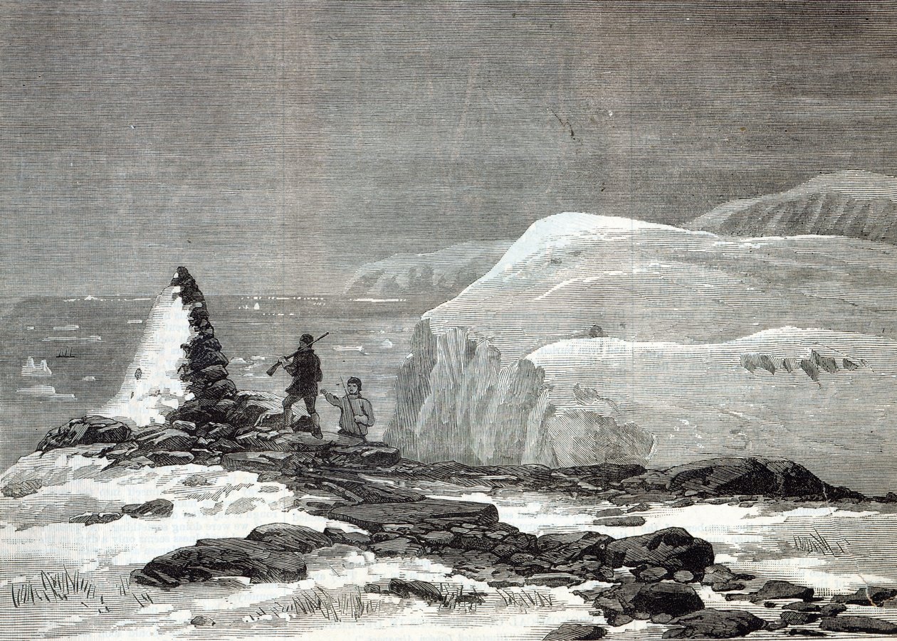 Kryssningen på Pandora: Cairn uppförd av kapten Nares vid Cape Isabella, från 