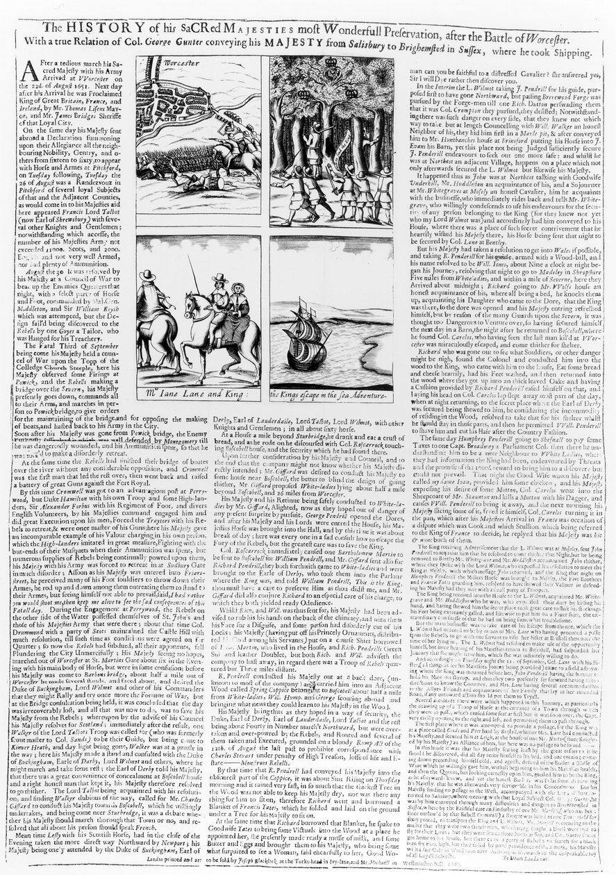 Historien om slaget vid Worcester, publicerad 1660 av English School