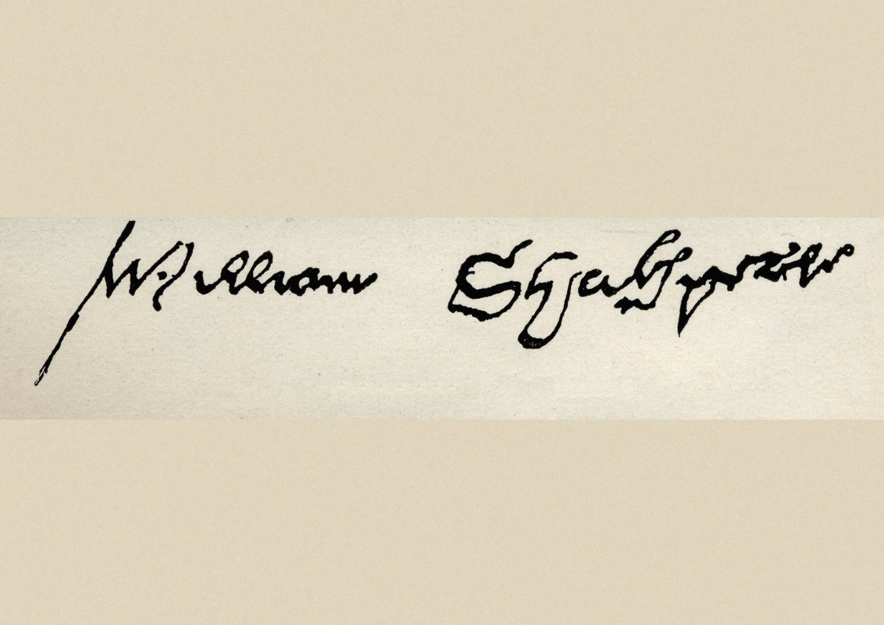 Signaturen av William Shakespeare (1564-1616) (penna och bläck) av English School
