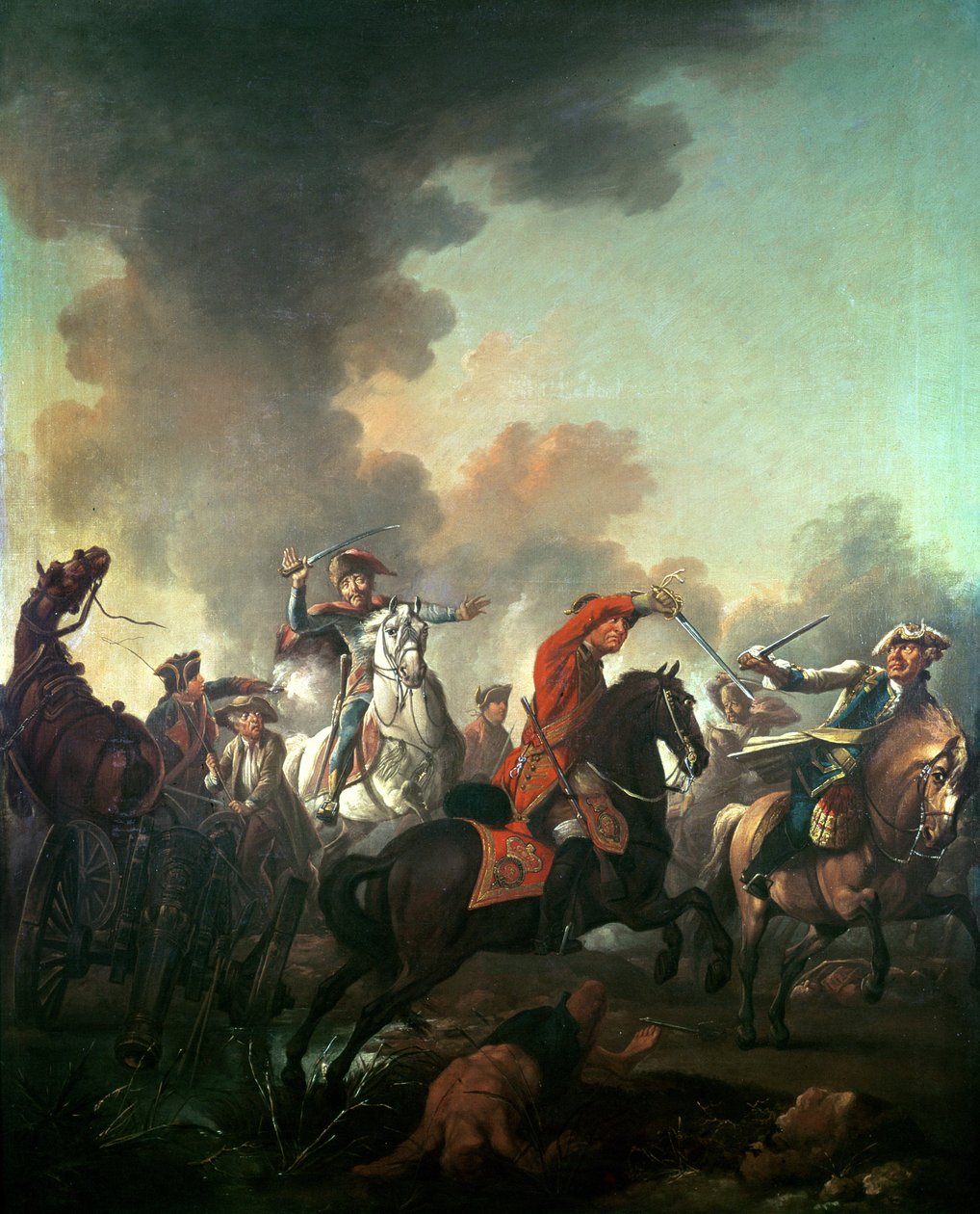 Thomas Brown i slaget vid Dettingen den 27 juni 1743 av English School
