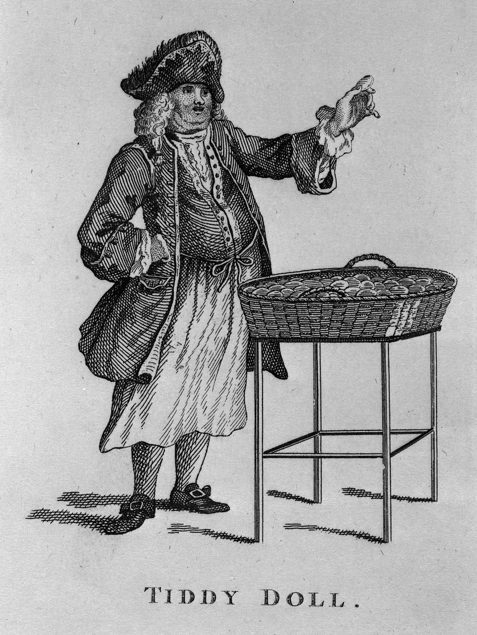 Tiddy Doll, pepparkaksförsäljaren, från "Cries of London", publicerad 1813. av English School