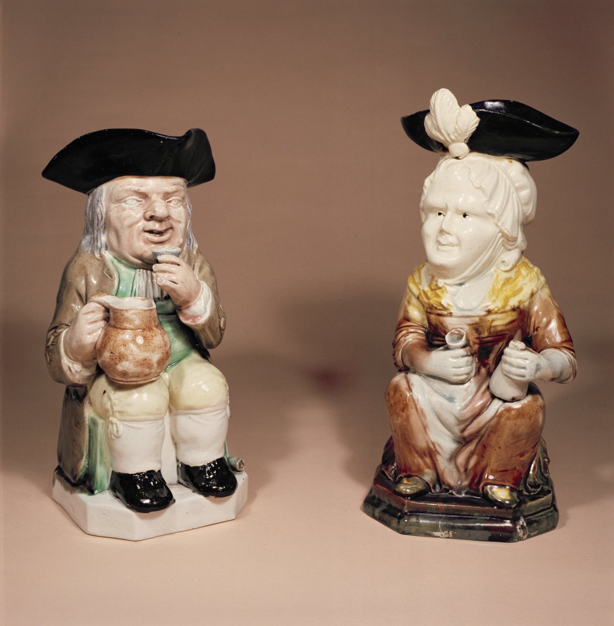 Toby kanna och Martha Gunn kanna av R.Wood, ca 1770 (stengods) av English School