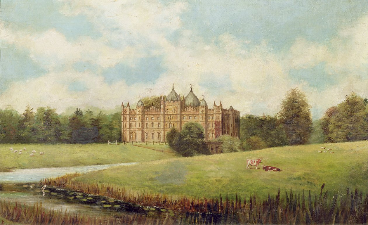 Tong Castle över ängarna (rivet) av English School