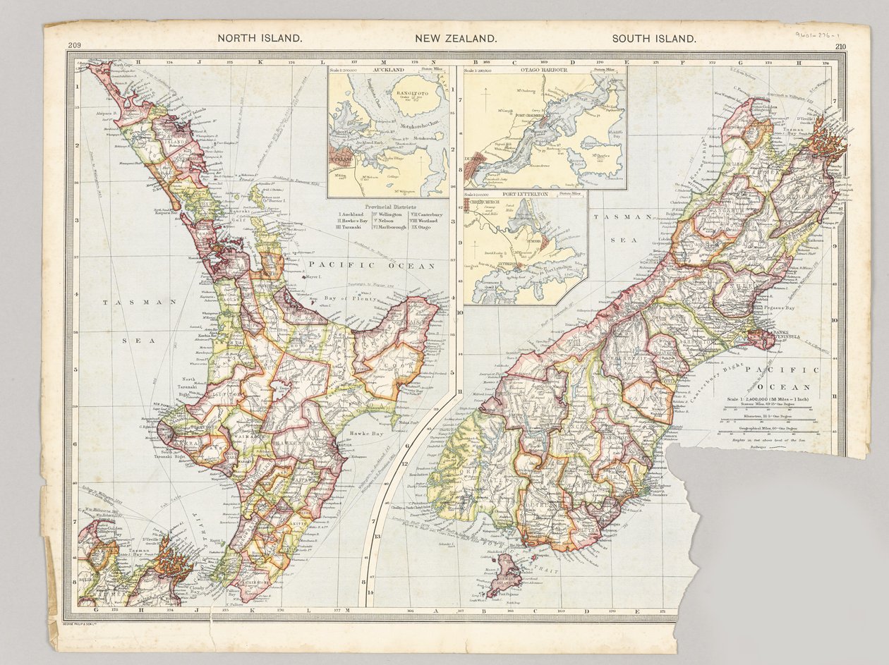 Två kartor över Taranaki, Nya Zeeland som visar Middlesex Regiment-operationer under Maorikriget, 1860-72 av English School