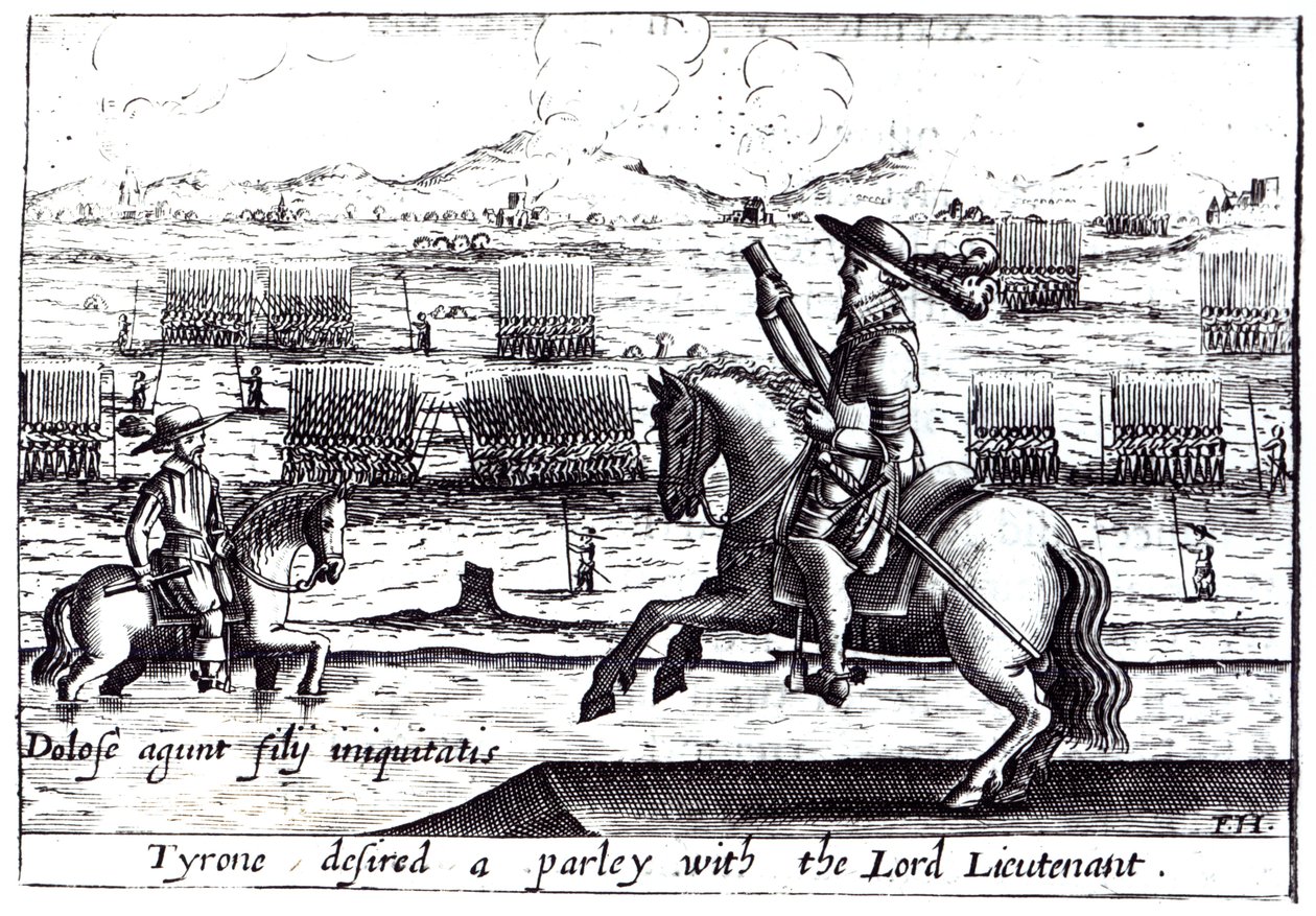 Tyrone önskade ett parley med lordlöjtnanten i Kinsale, 1601 av English School