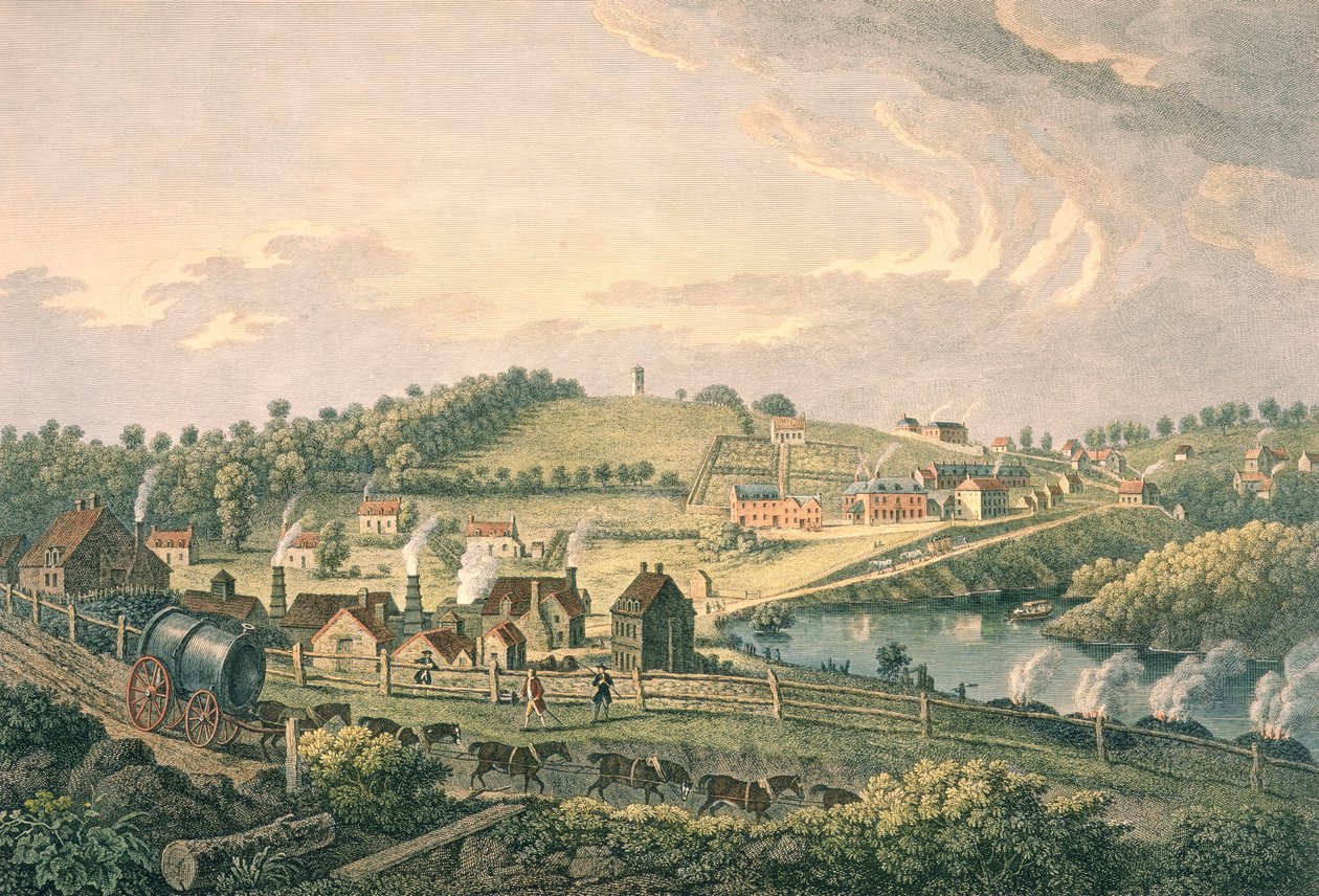 Upper Works at Coalbrookdale, Shropshire graverad av F. Vivares, publicerad 1758 av English School